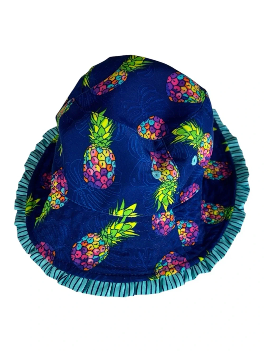UV Skinz Reversible Kids Bucket Hat - Teal Stripe & Navy Pineapple 5